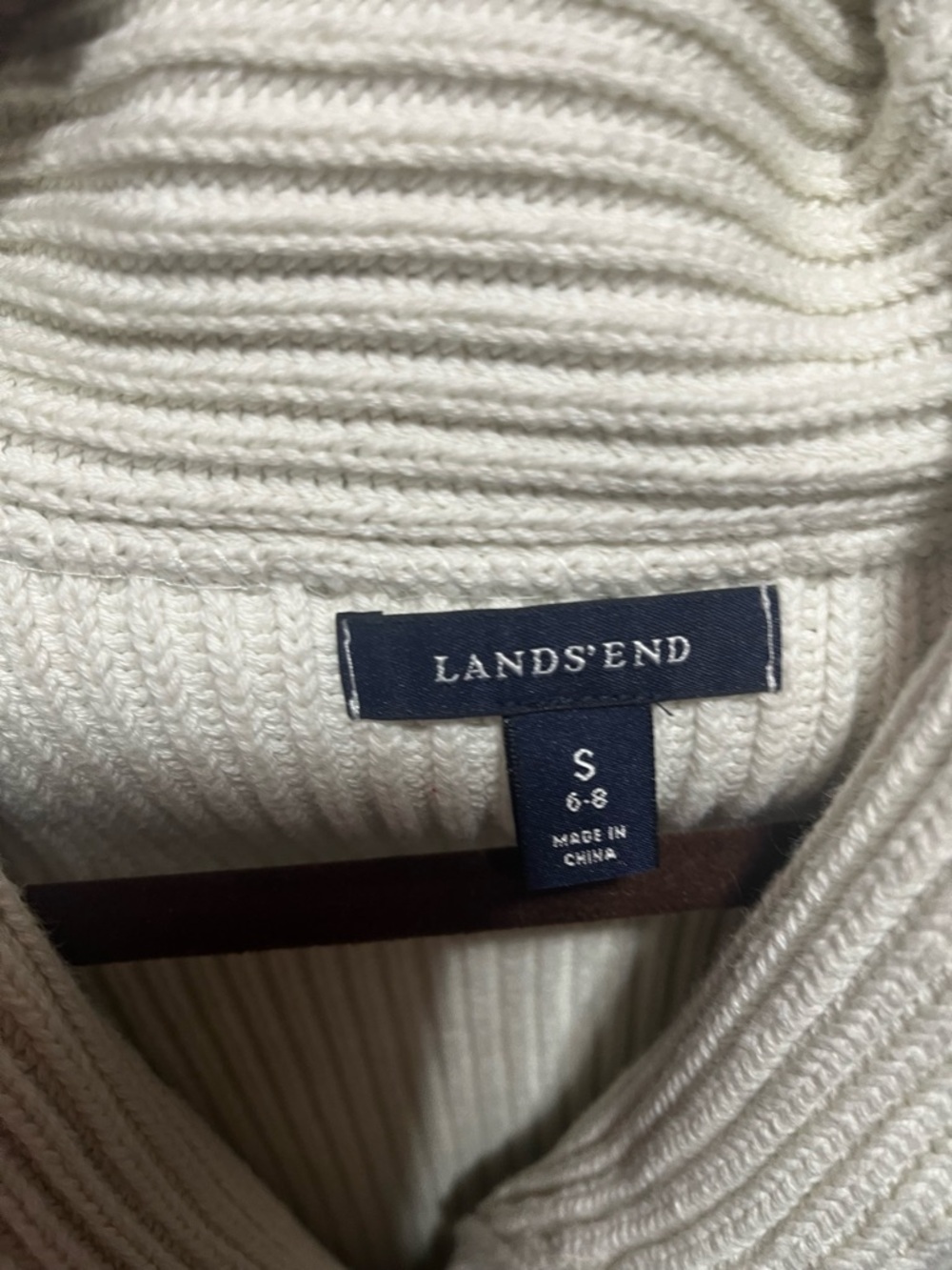 Land’s end women’s cream ribbed knit class of cardigan sweater s - Picture 2 of 5